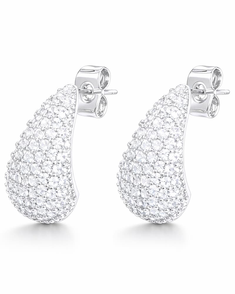 18K Rhodium Filled CZ Earrings - image 1